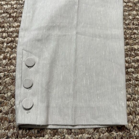 J Jill Pants Womens Sz XL Linen Stretch Capri Crop Buttons Side Zip Light Gray - Picture 5 of 16
